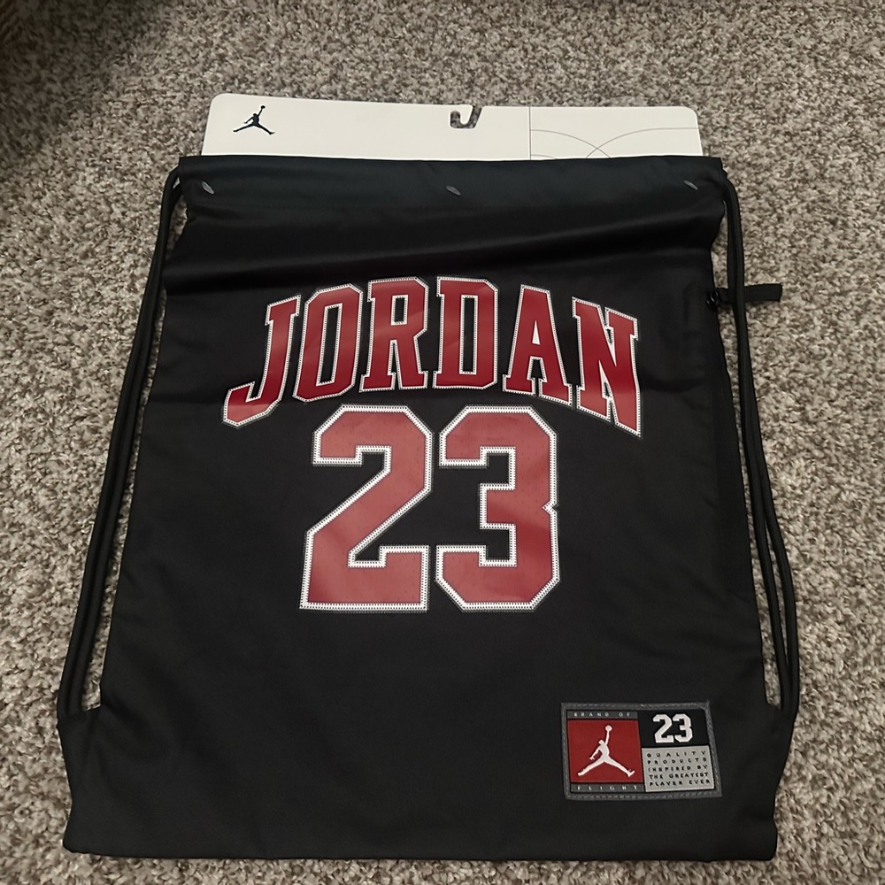 Jordan Black and Red Drawstring Bag